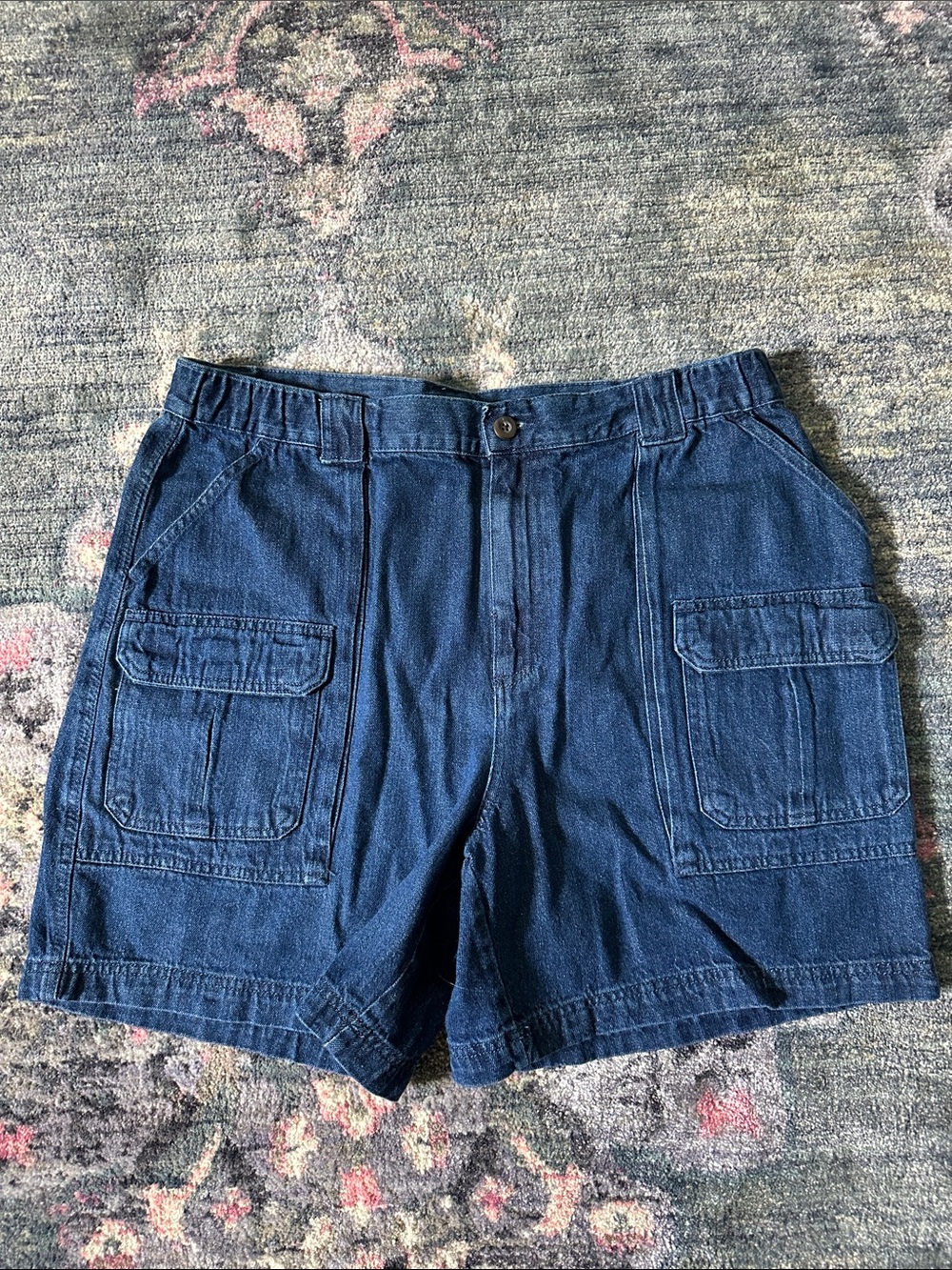 croft & barrow Men's Blue Denim Cargo Shorts Size 38 NWOT with Extra Button